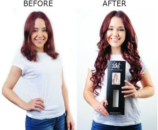 before and after red hair extensions