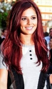Cheryl Cole with Burgundy red hair