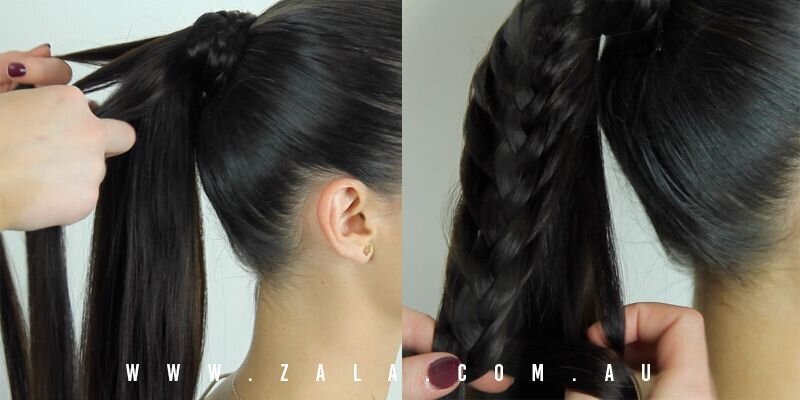 waterfall braid ponytail tutorial