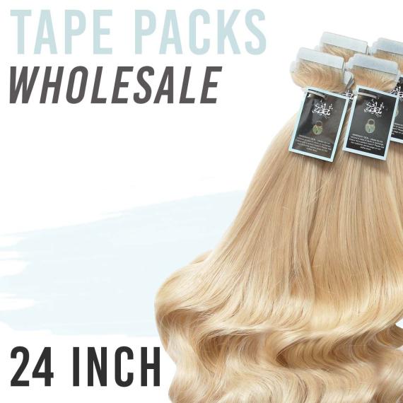 ZALA - 24-INCH EUROPEAN TAPE HAIR EXTENSIONS WHOLESALE — 100% REMY TAPE HAIR