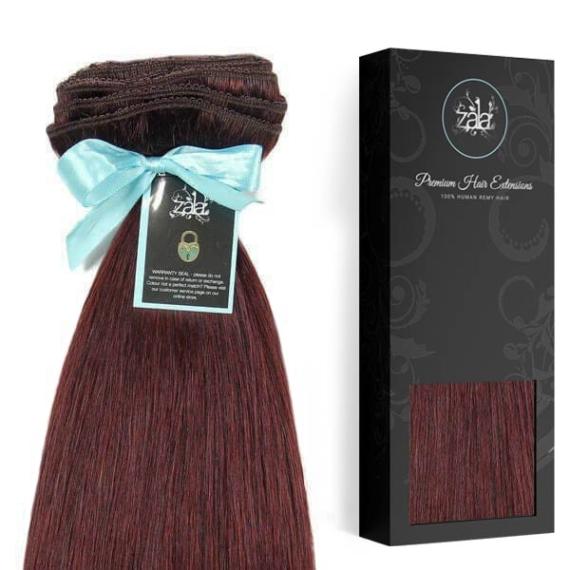 ZALA - 20-INCH BURGUNDY RED CLIP-IN HAIR EXTENSIONS — REMY BURGUNDY RED HAIR