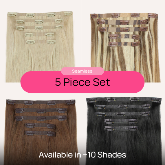 Clip-In Human Hair Extensions 20-inch - 5PC Seamless Clip-In Extensions -  Zala AU