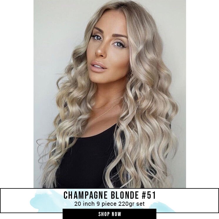 20" Champagne Blonde Before & After