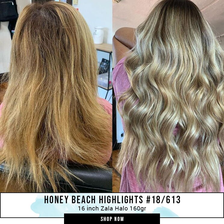 16" Honey Beach Highlights Halo Before & After