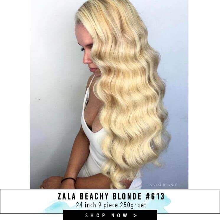 24" Beachy Blonde Hair Extensions Before & After